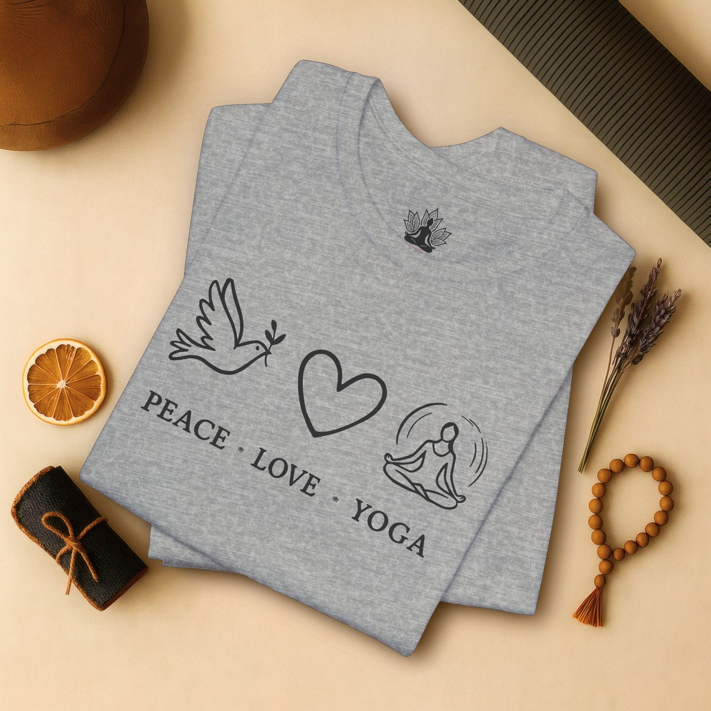 Peace Love Yoga – Boho Minimalist Mindful Tee