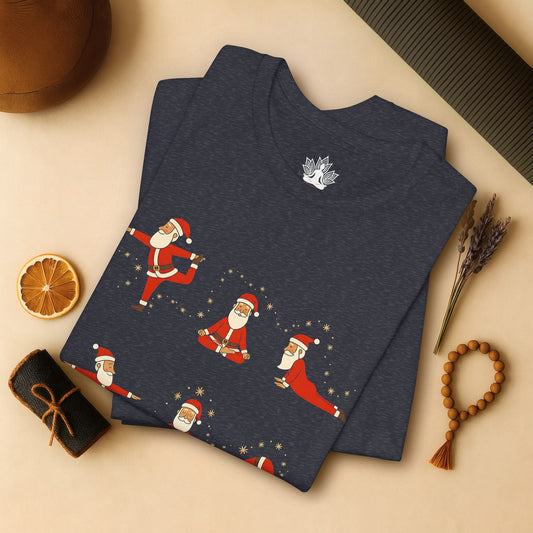 Santa Yoga Poses - Mindful Christmas Holiday Tee