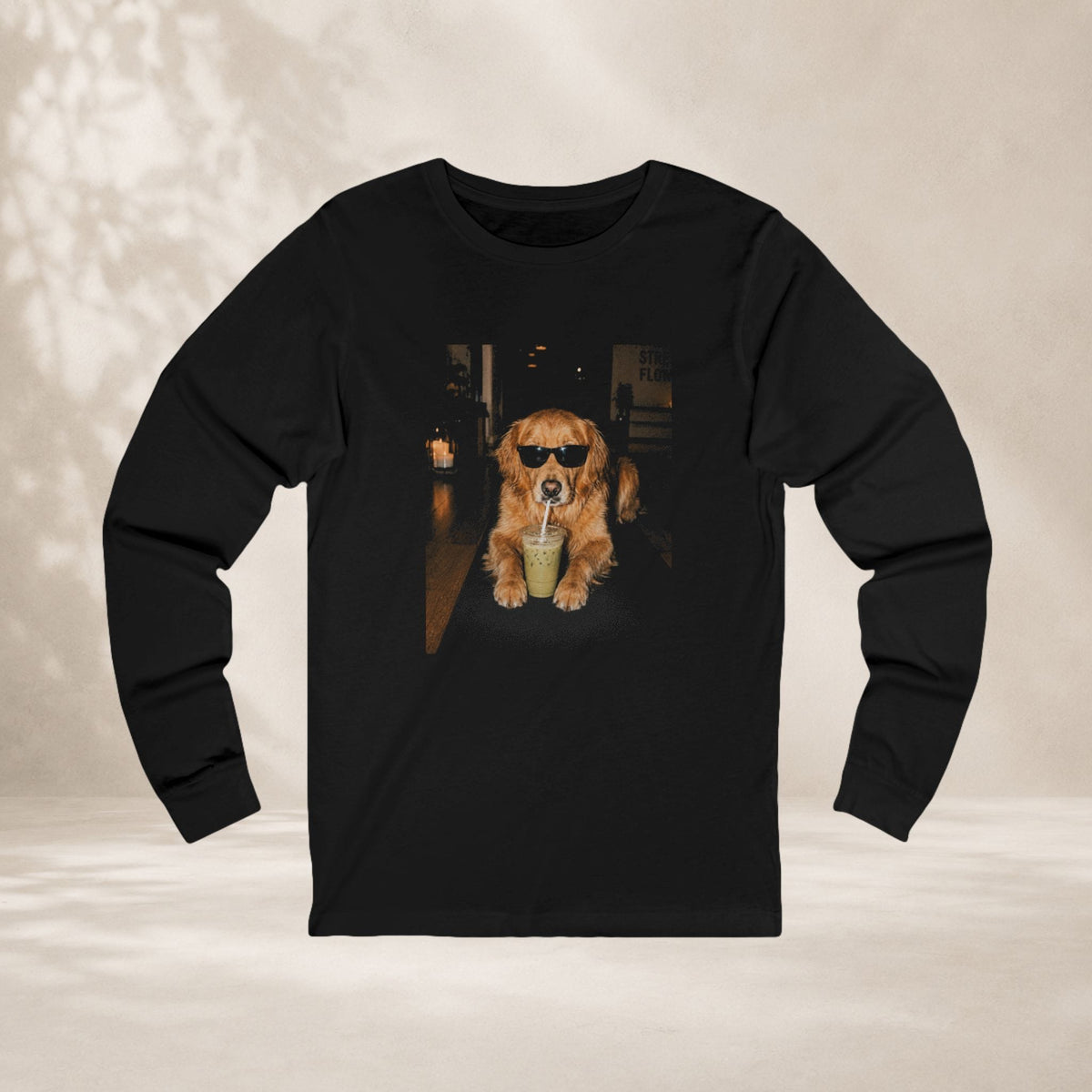 Printify Long-sleeve Yogi Dog With Swag Long Sleeve Tee Yogi Dog With Swag Long Sleeve Tee