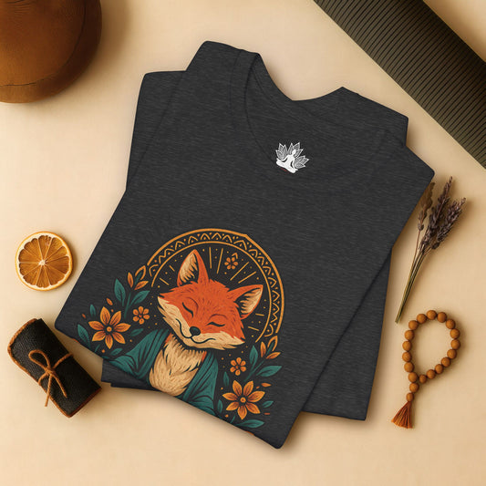 Meditating Fox - Floral Boho Tee