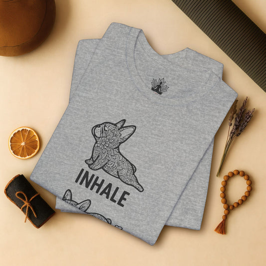 Frenchie Inhale Exhale – Funny Mandala Dog Tee