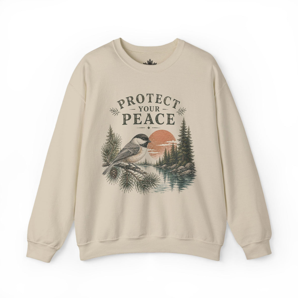Printify Sweatshirt Protect Your Peace Retro Chickadee Sweatshirt Protect Your Peace Retro Chickadee Sweatshirt