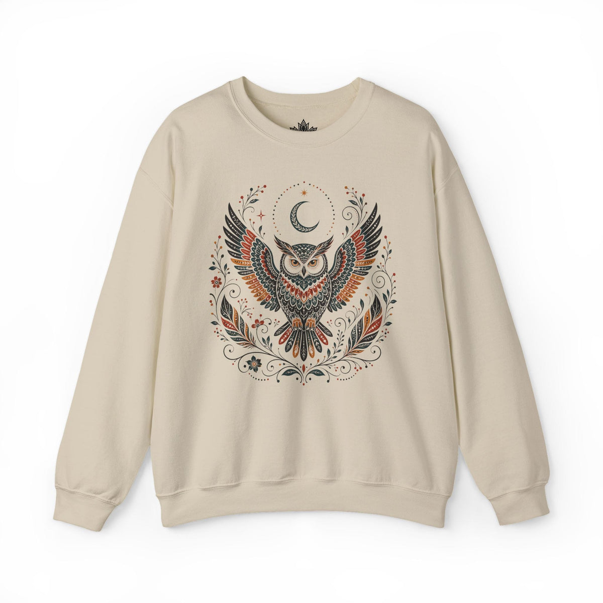 Printify Sweatshirt Boho Owl & Feathers Sweatshirt Boho Owl & Feathers Sweatshirt