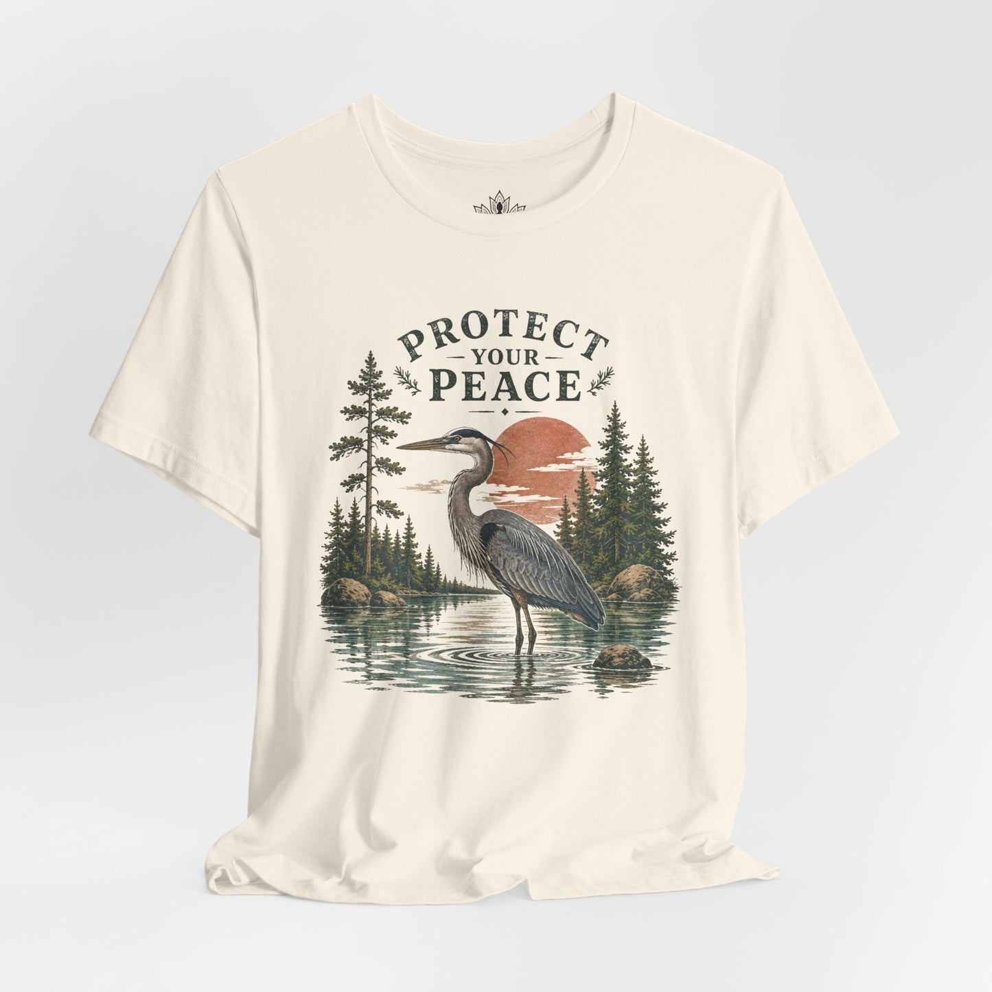 Protect Your Peace Retro Great Blue Heron Tee