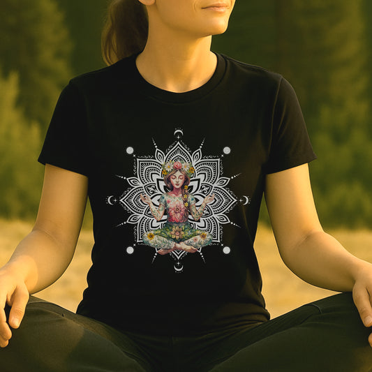 Flower Meditation Boho – Botanical Lotus Pose Tee