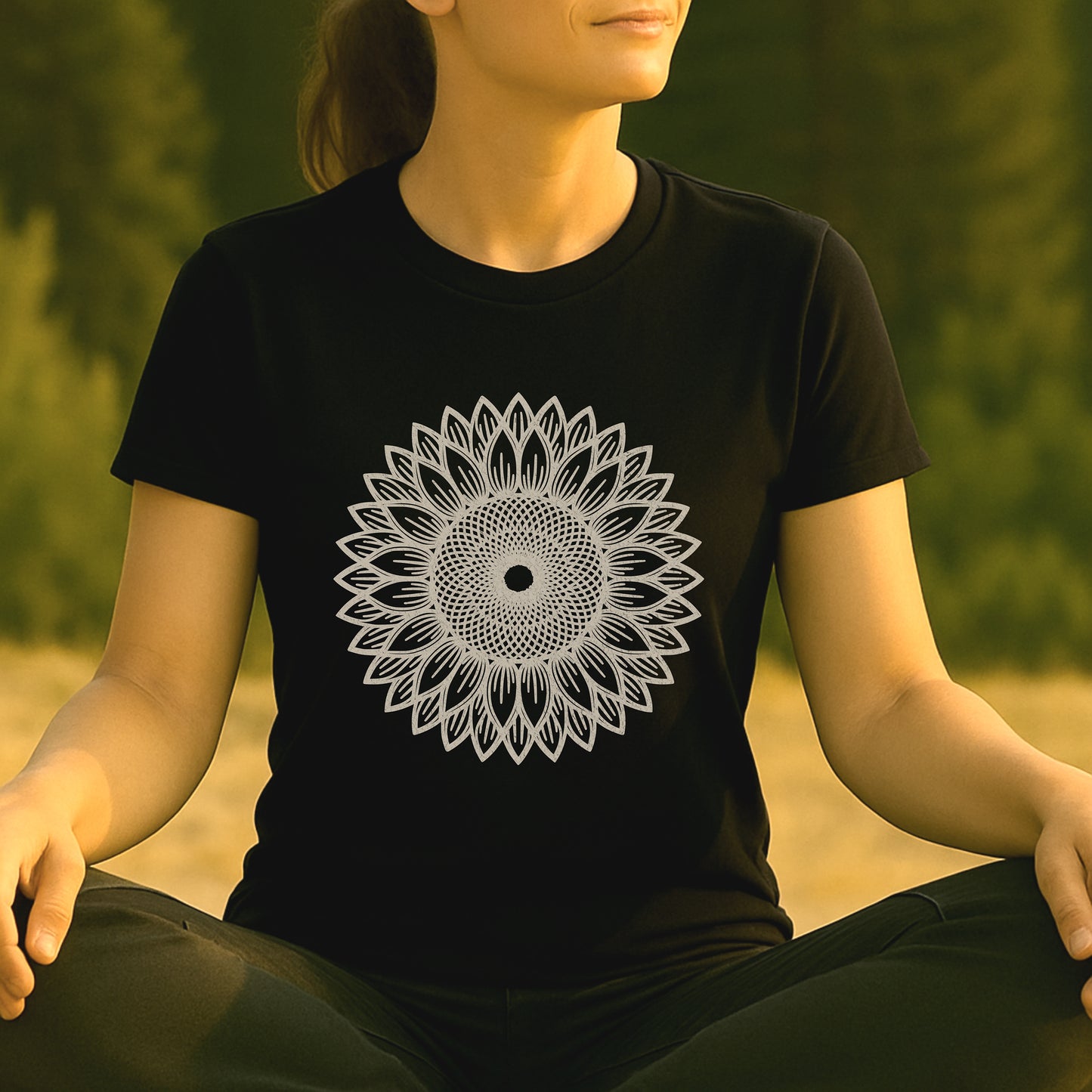Sunflower Mandala – Geometric Mindful Tee