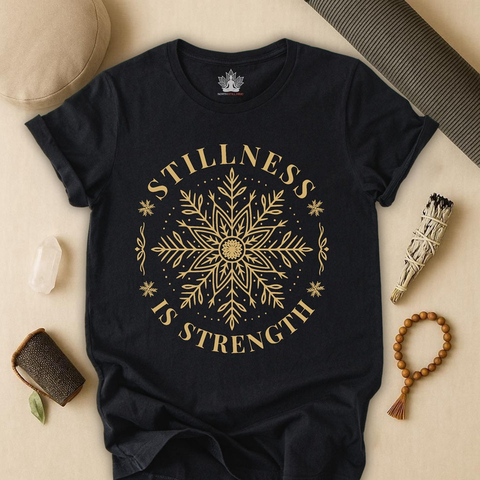 Golden Winter Mandala - Stillness is Strength Tee