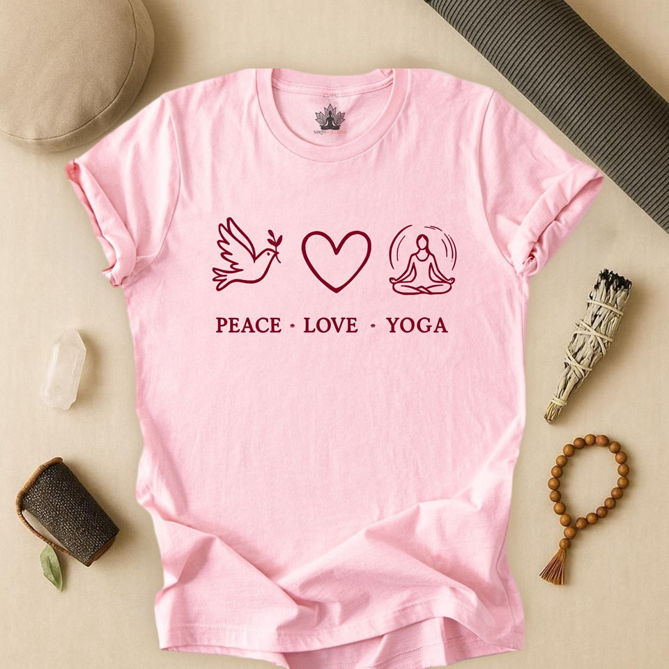 Peace Love Yoga – Boho Minimalist Mindful Tee