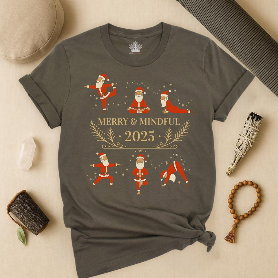 Merry Mindful Santa - Yoga Christmas Tee