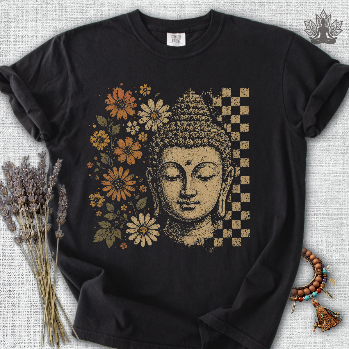 Retro Buddha & Flowers Colors® Tee