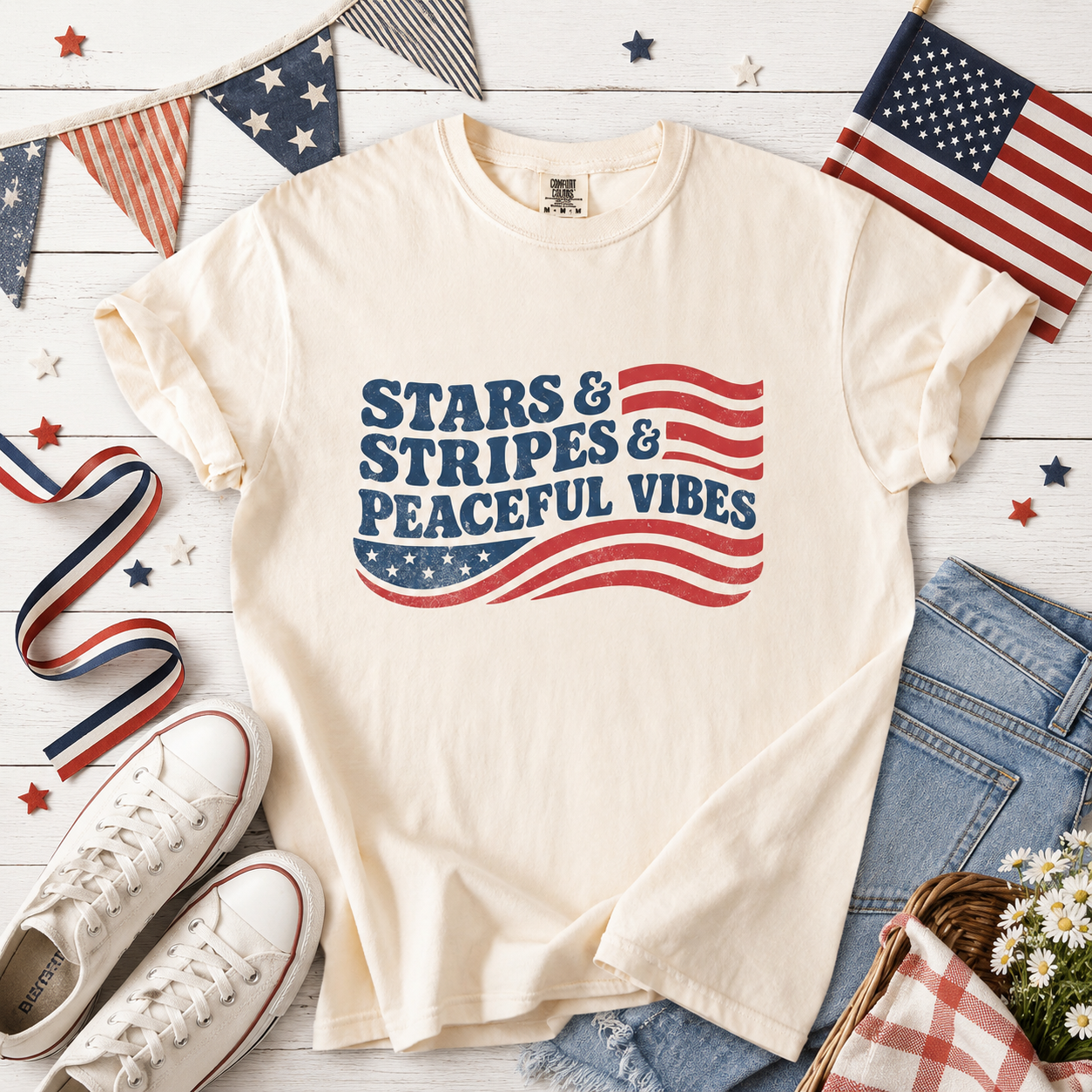 Stars & Stripes & Peaceful Vibes Comfort Colors® Tee