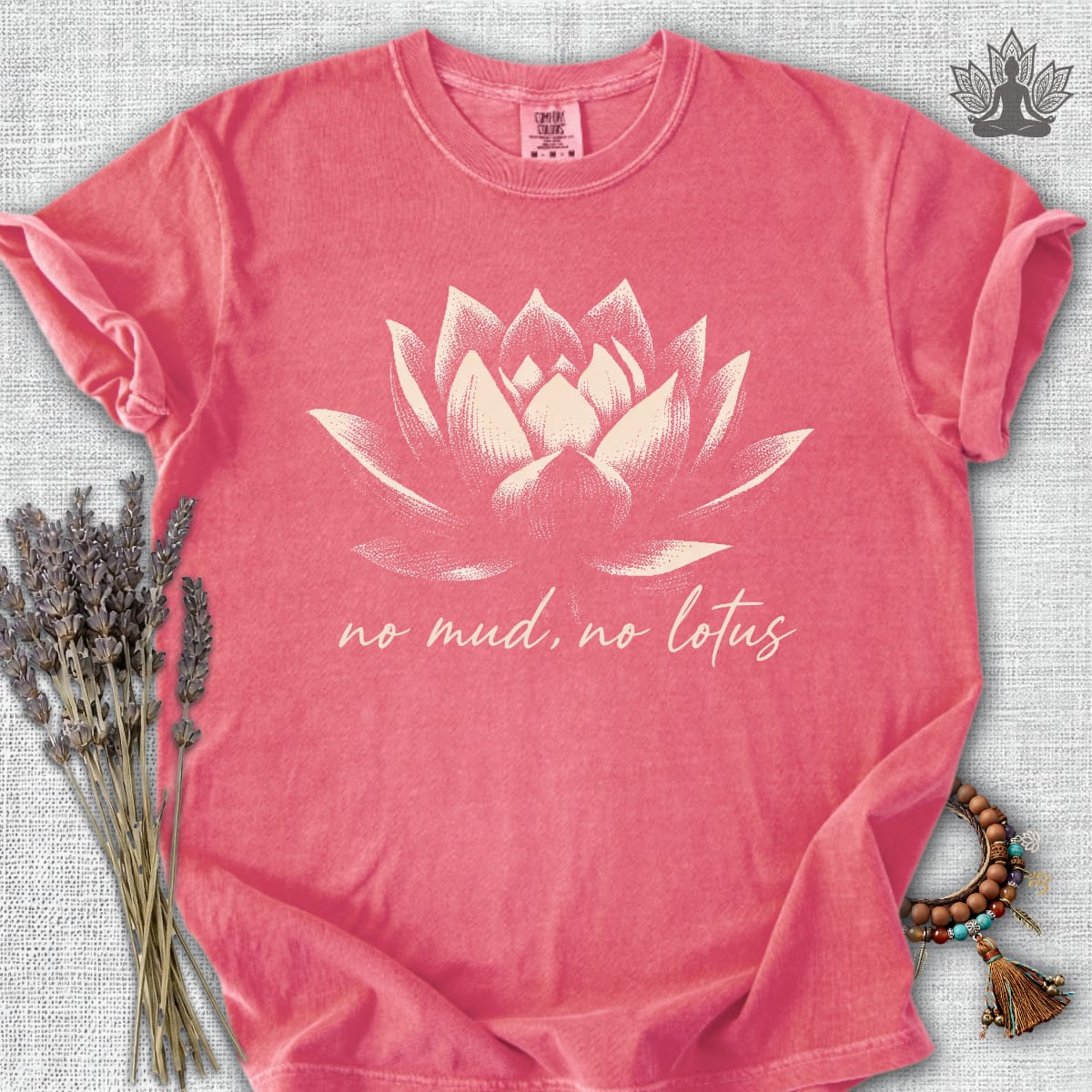 Printify T-Shirt No Mud, No Lotus Shadow Art Comfort Colors® Tee No Mud, No Lotus Shadow Art Comfort Colors® Tee