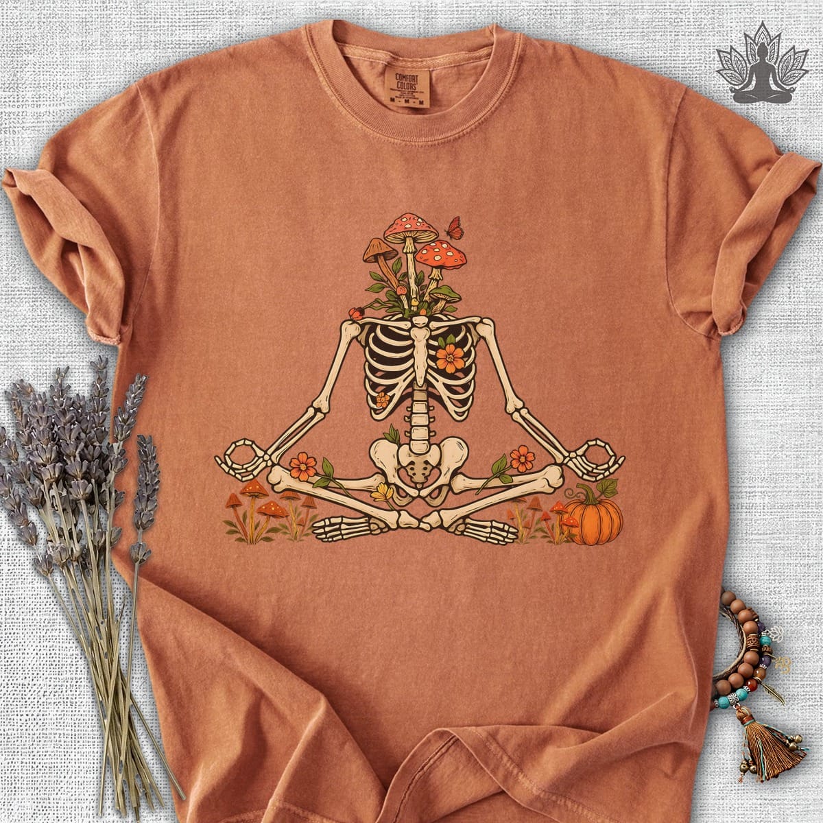 Printify T-Shirt Skeleton Meditation Comfort Colors® Tee Skeleton Meditation Comfort Colors® Tee