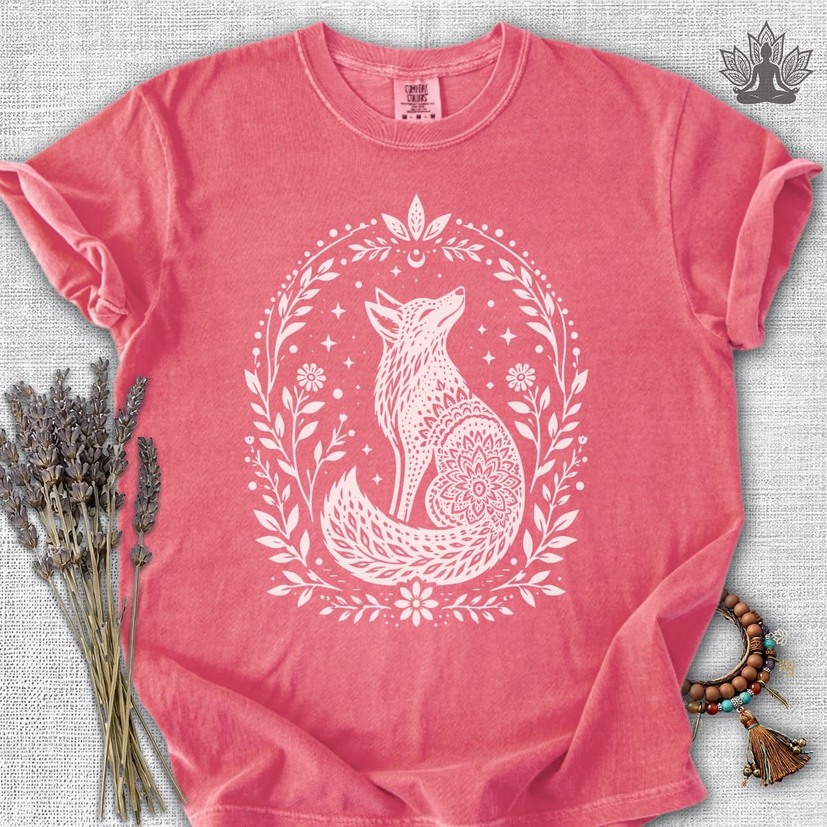 Printify T-Shirt Boho Mandala Fox Linocut Comfort Colors® Tee Boho Mandala Fox Linocut Comfort Colors® Tee