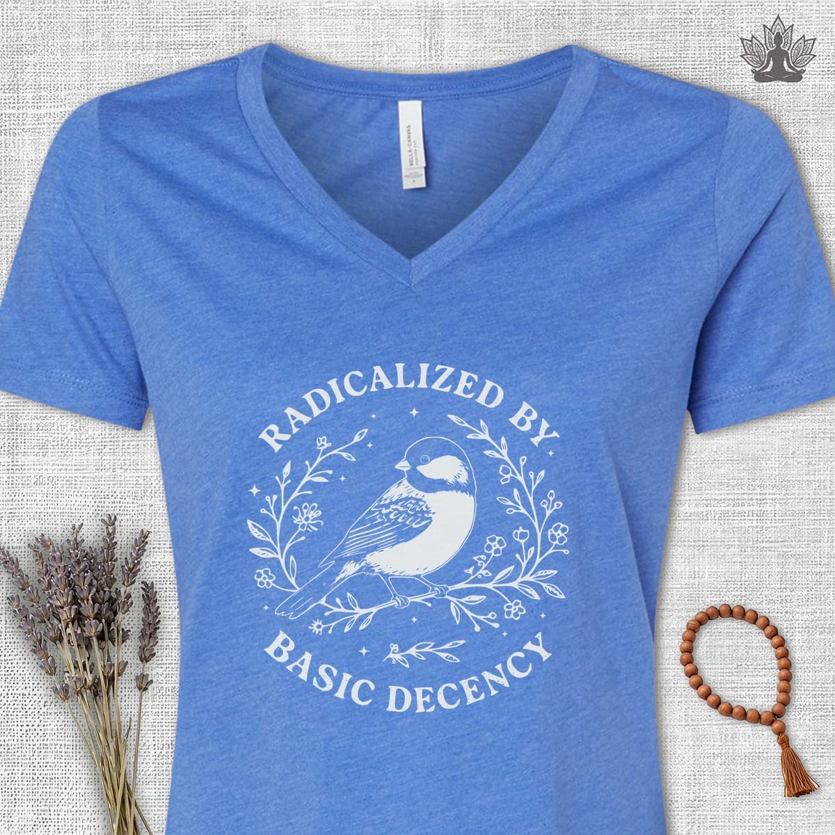 Printify T-Shirt Radicalized By Basic Decency V-Neck Tee Radicalized By Basic Decency V-Neck Tee