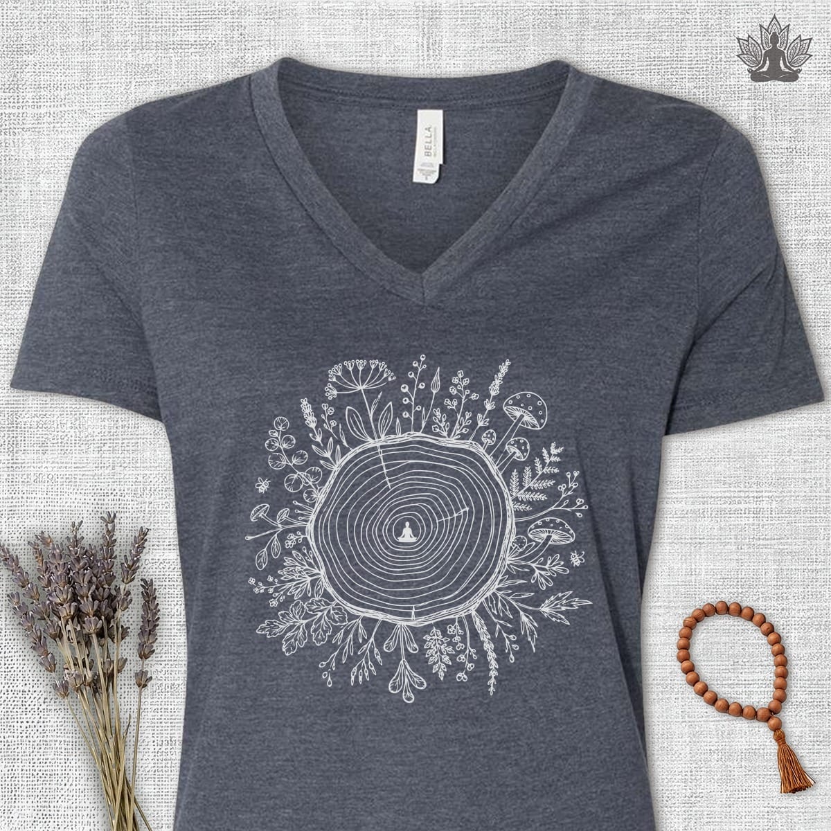 Printify T-Shirt The Quiet Center Botanical V-Neck Tee The Quiet Center Botanical V-Neck Tee