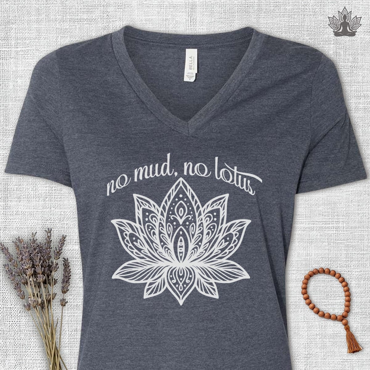 Printify T-Shirt No Mud No Lotus V-Neck Tee No Mud No Lotus V-Neck Tee