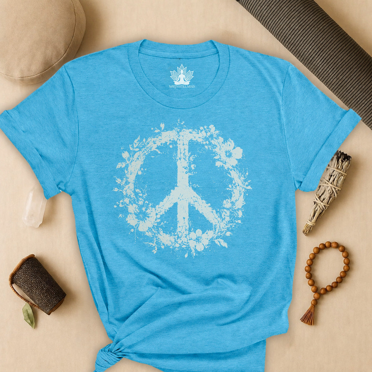 Boho Floral Peace Symbol Tee