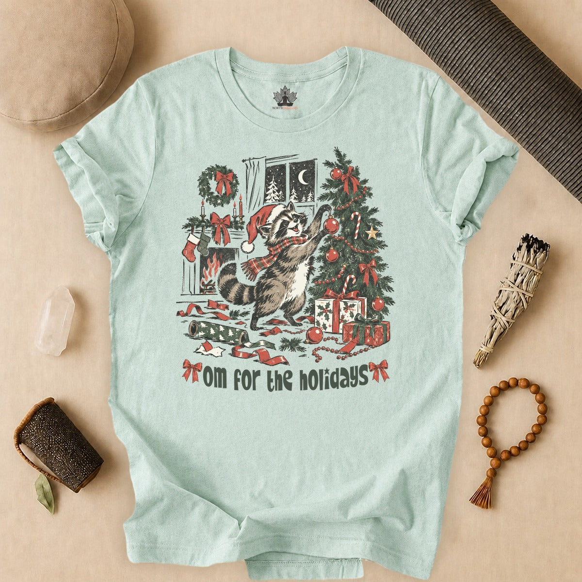 Om For The Holidays Raccoon Tee