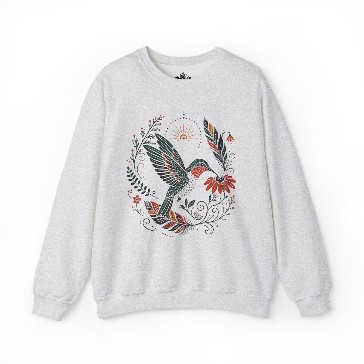 Printify Sweatshirt Boho Hummingbird & Feathers Sweatshirt Boho Hummingbird & Feathers Sweatshirt
