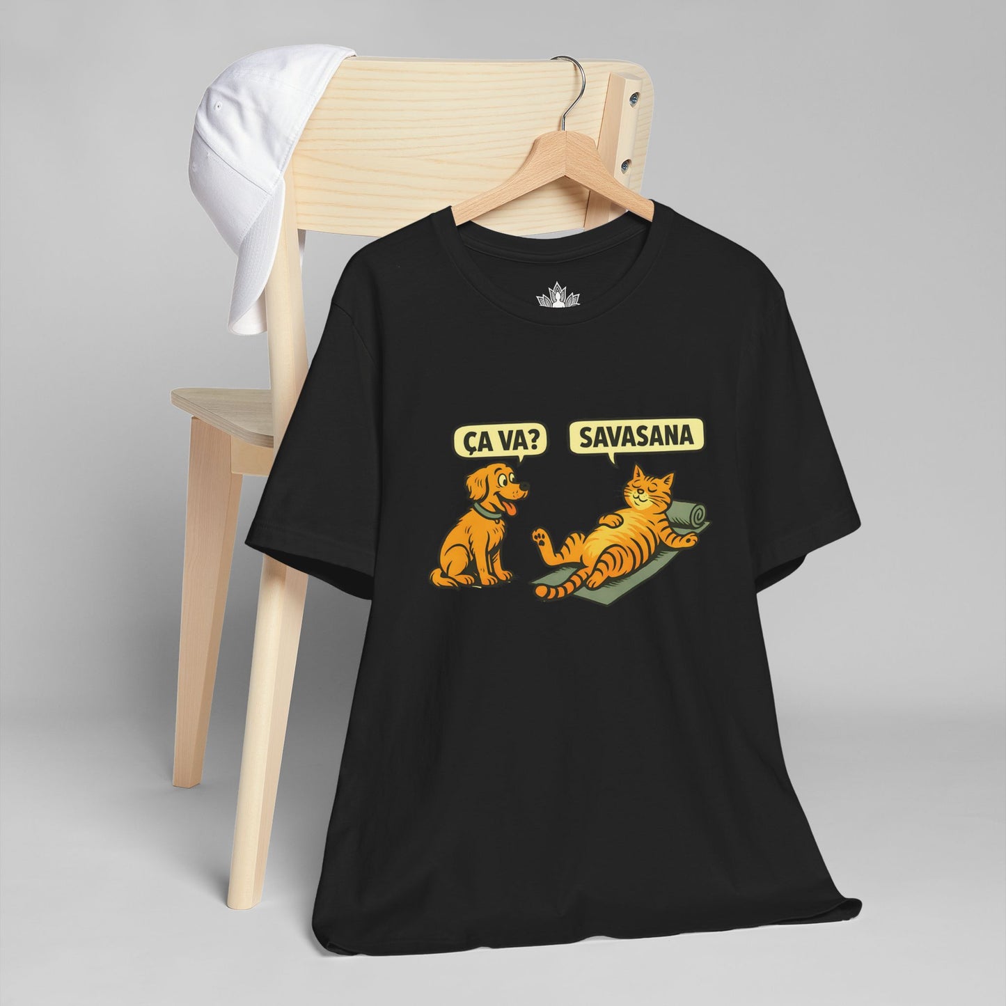 Ça Va French Savasana – Funny Pets Yoga Men Tee