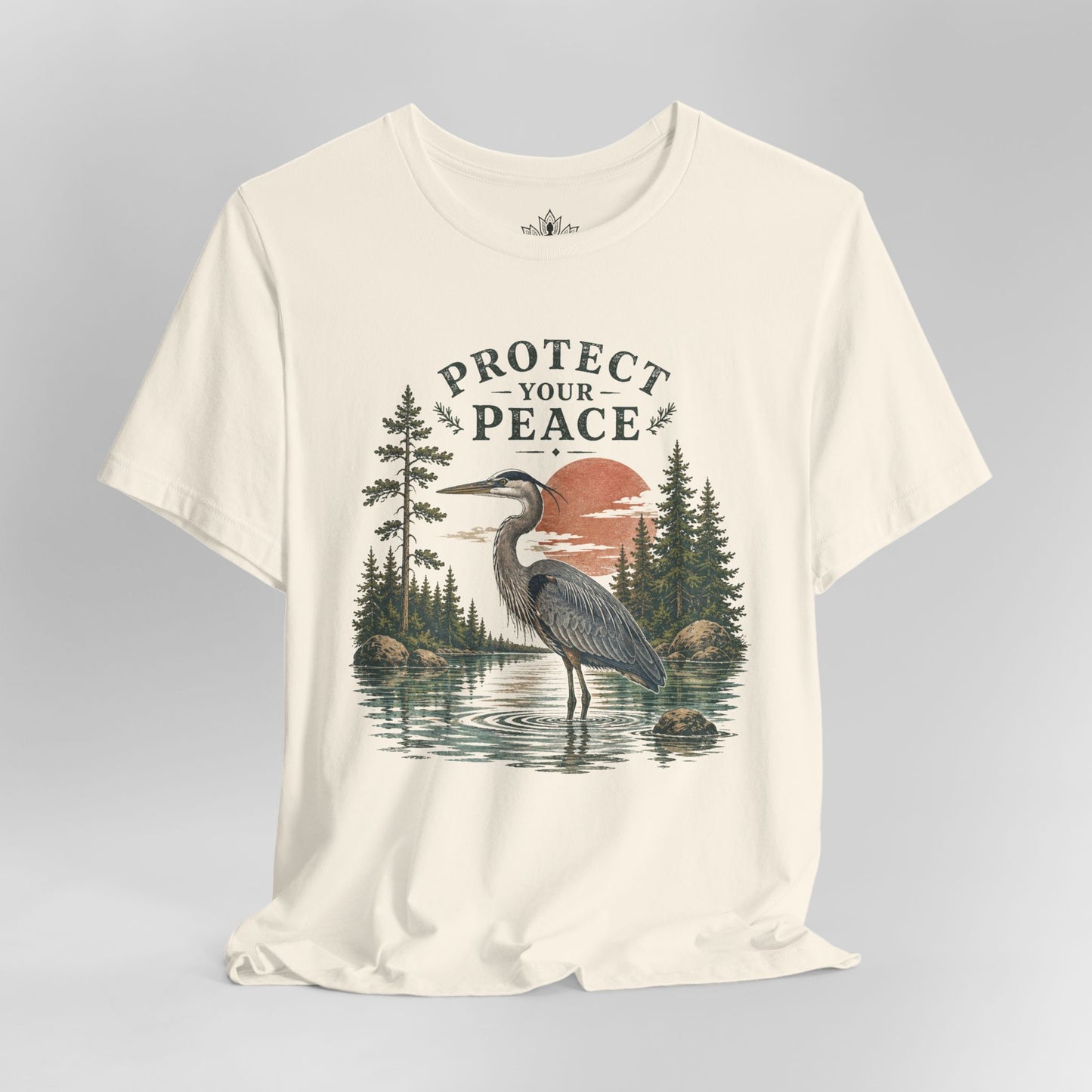 Protect Your Peace Retro Great Blue Heron Men Tee