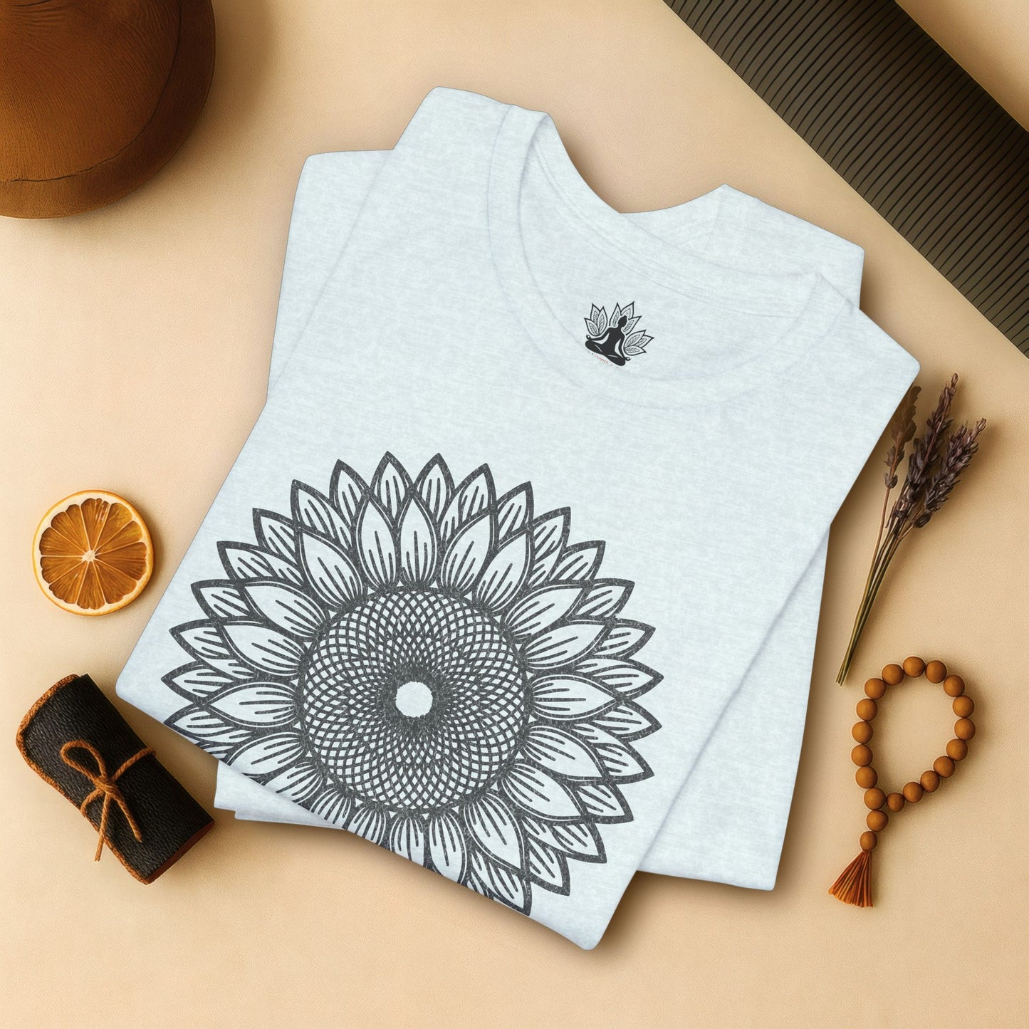 Sunflower Mandala – Geometric Mindful Tee