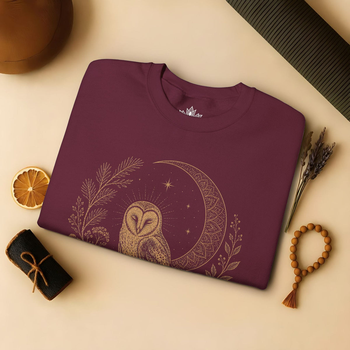 Printify Sweatshirt Barn Owl Mandala Moon Sweatshirt Barn Owl Mandala Moon Sweatshirt
