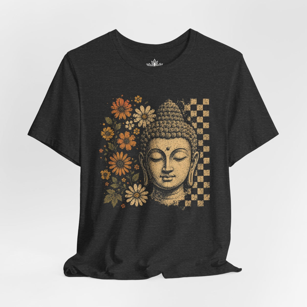 Printify T-Shirt Retro Buddha & Flowers Tee Retro Buddha & Flowers Tee