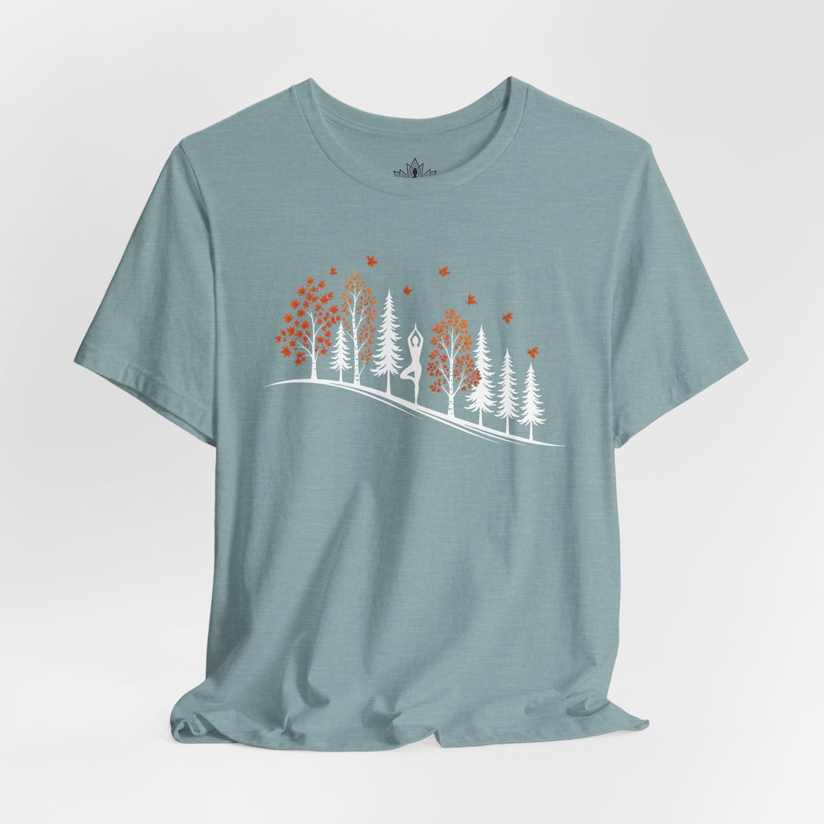 Printify T-Shirt Fall Forest Tree Pose Tee Fall Forest Tree Pose Tee