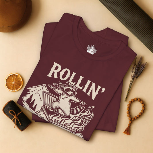 Rolling Into 2026 – Yoga Warrior Raccoon Tee