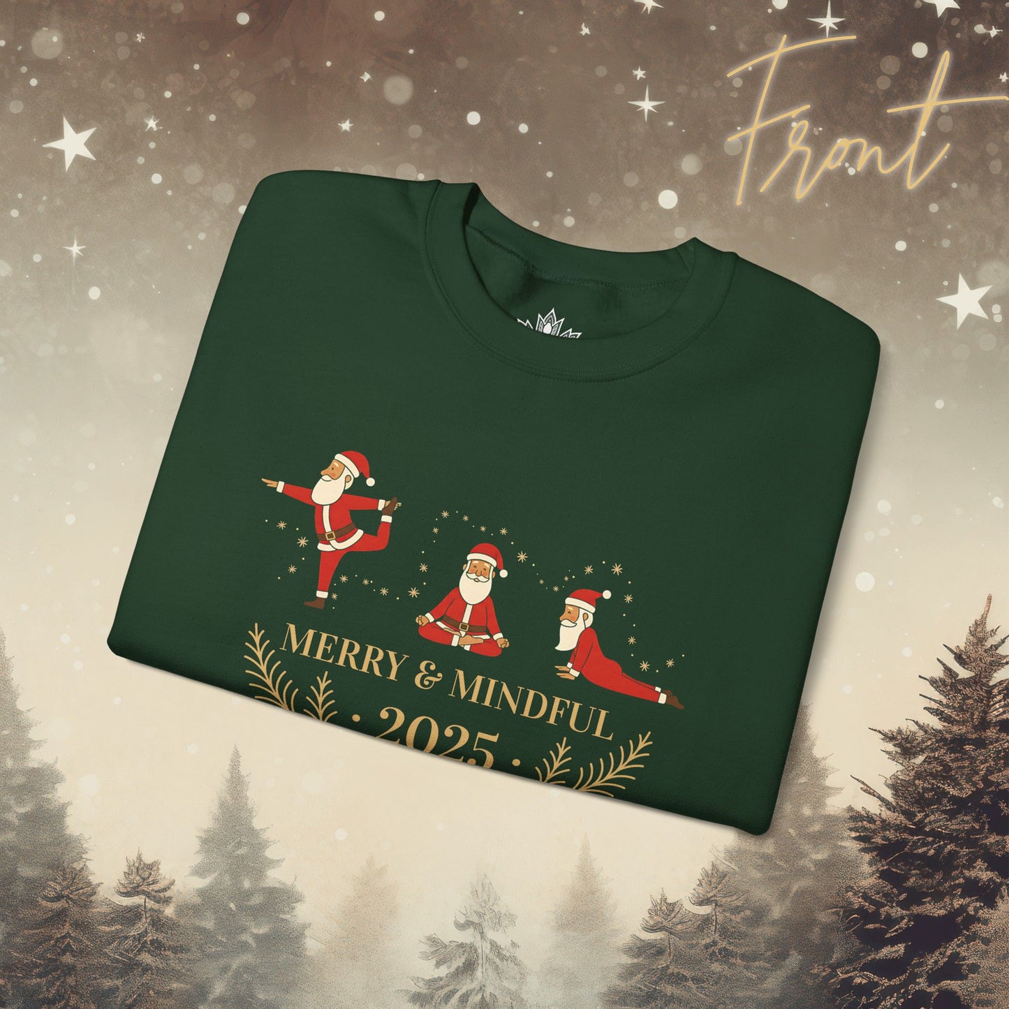 Merry & Mindful - Santa Yoga Poses Funny Holiday Sweatshirt
