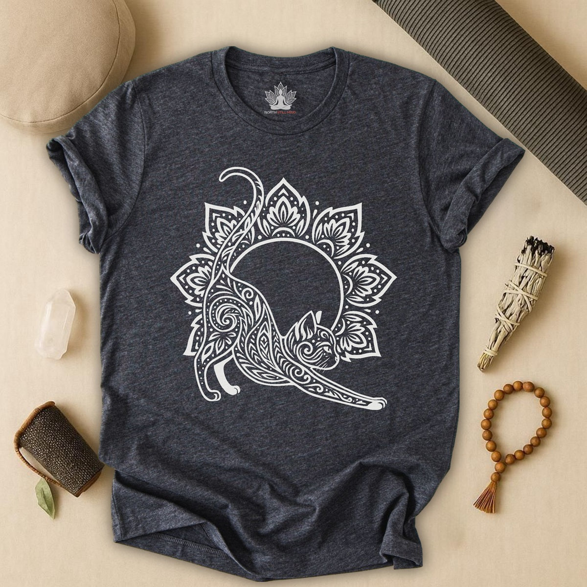 Cat & Mandala - Spiritual Boho Tee