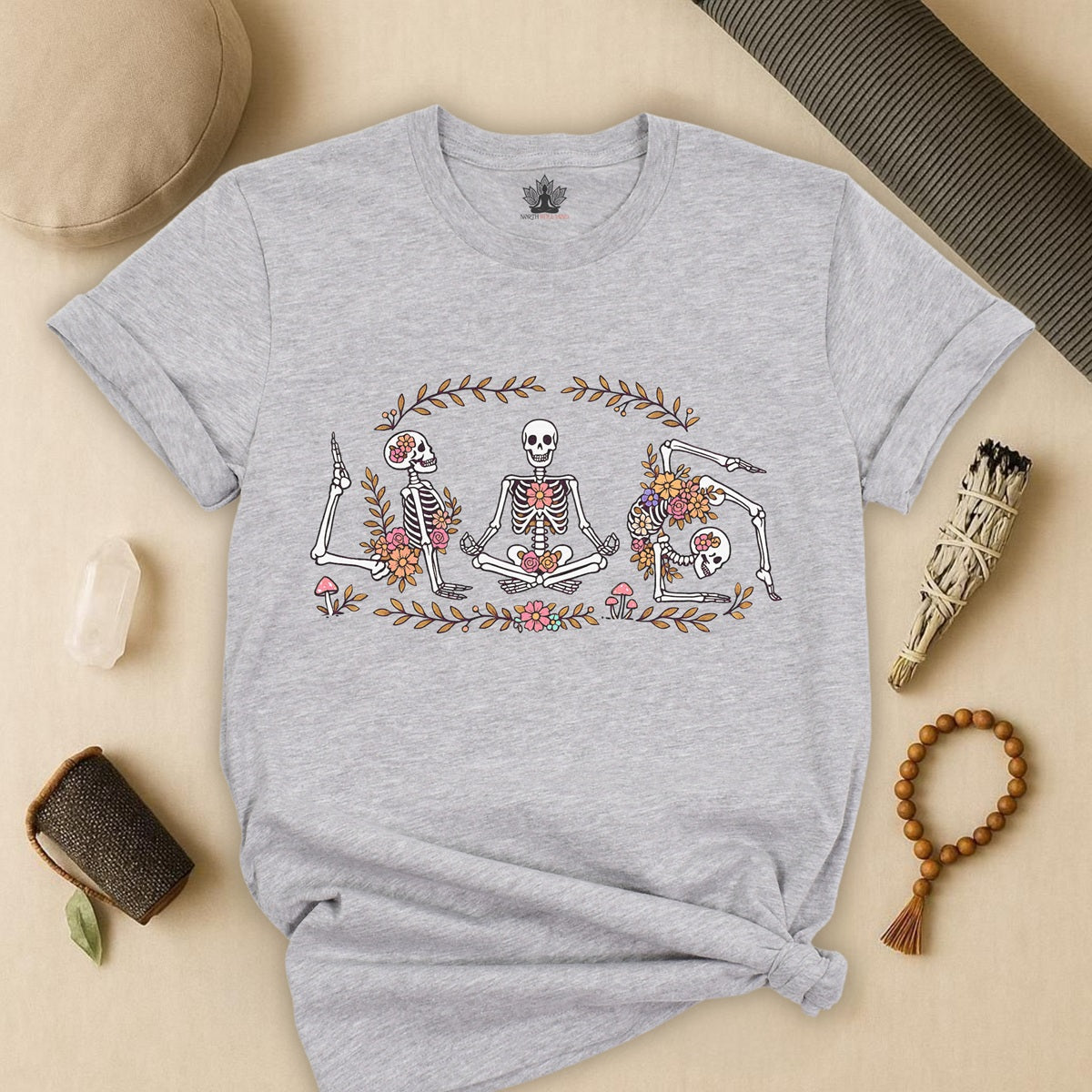 Floral Skeletons – Yoga Halloween Tee