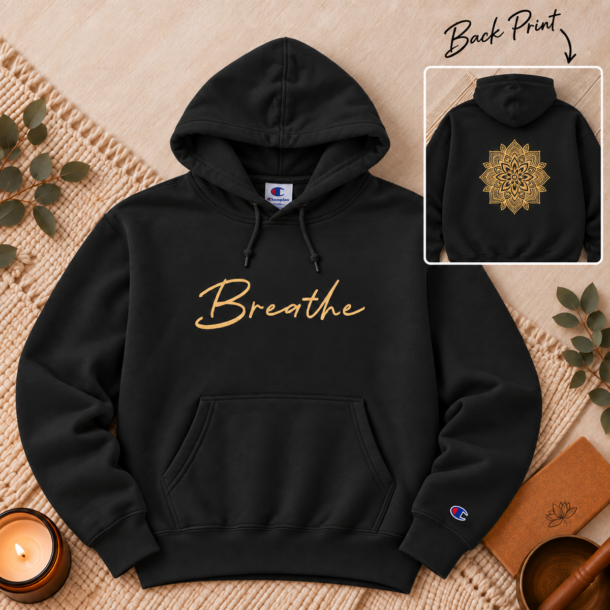 Cozy Champion® Breathe Hoodie – Mandala Back