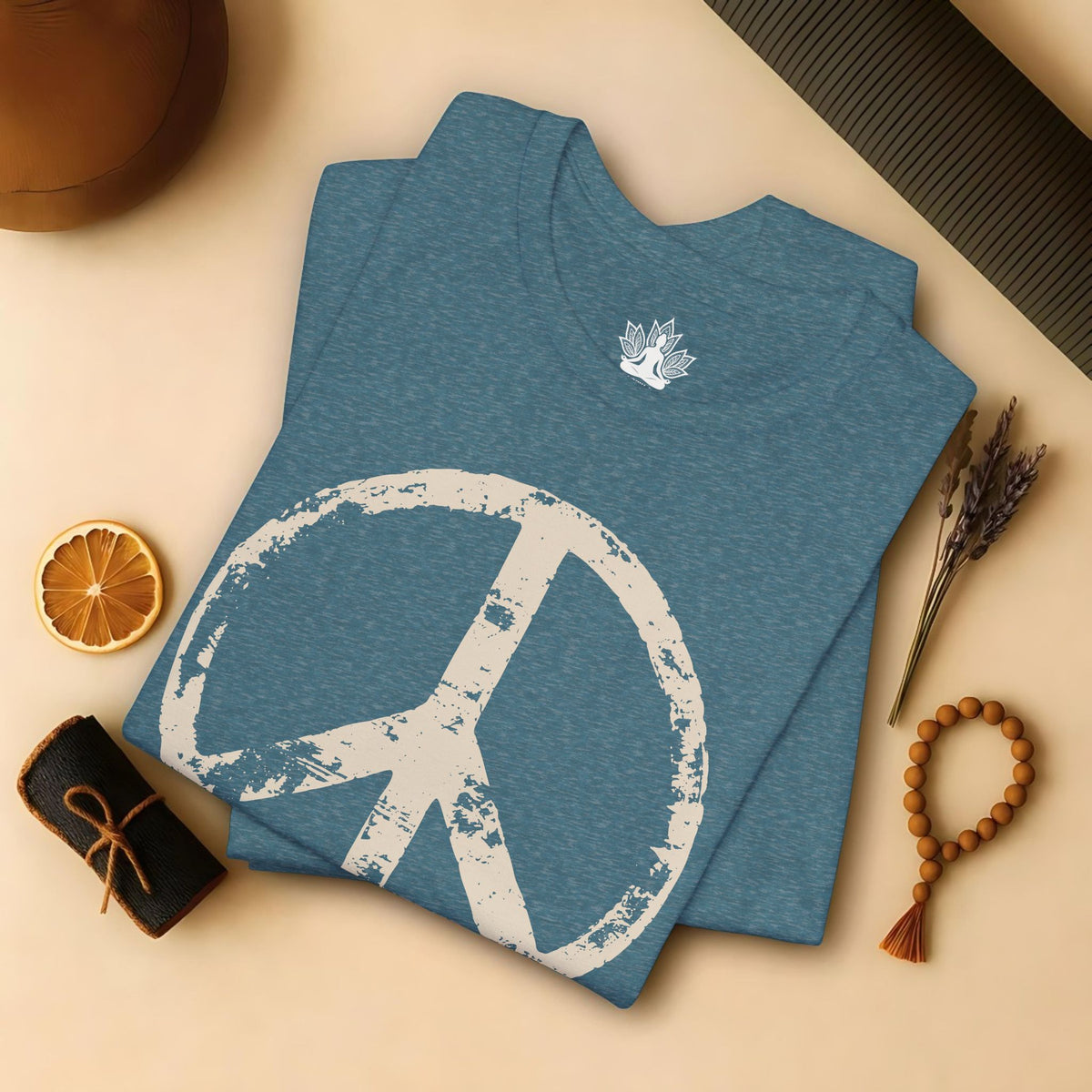 Vintage Peace Symbol Light Print Tee