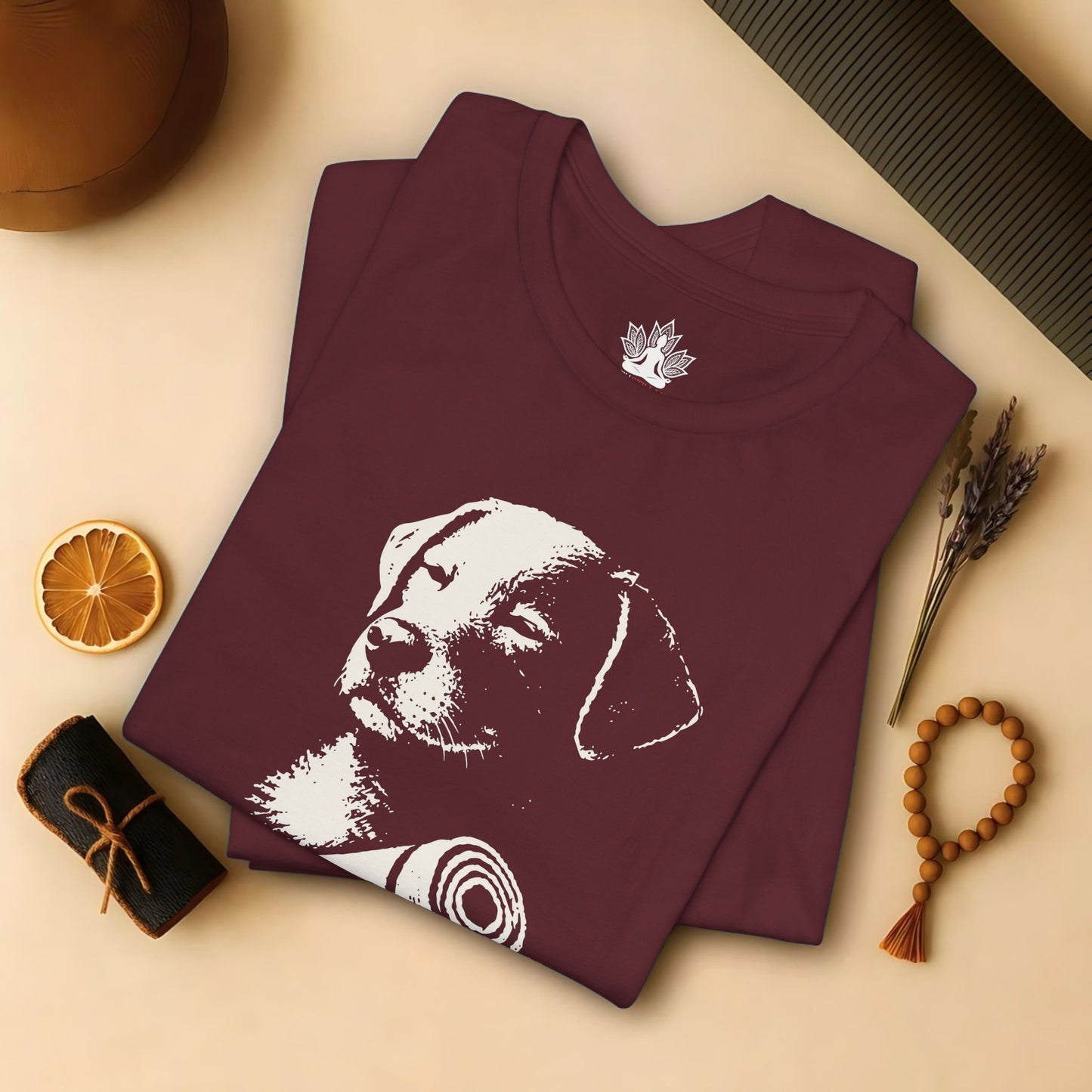 Mindful Dog Shadow Art – Monochrome Yoga Tee