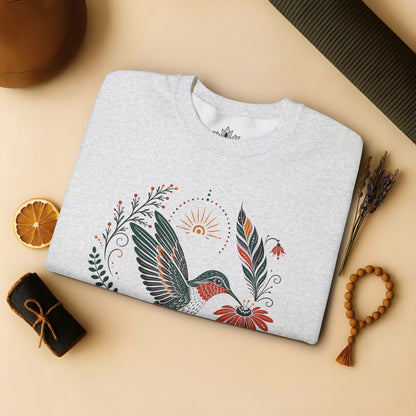 Boho Hummingbird & Feathers Sweatshirt