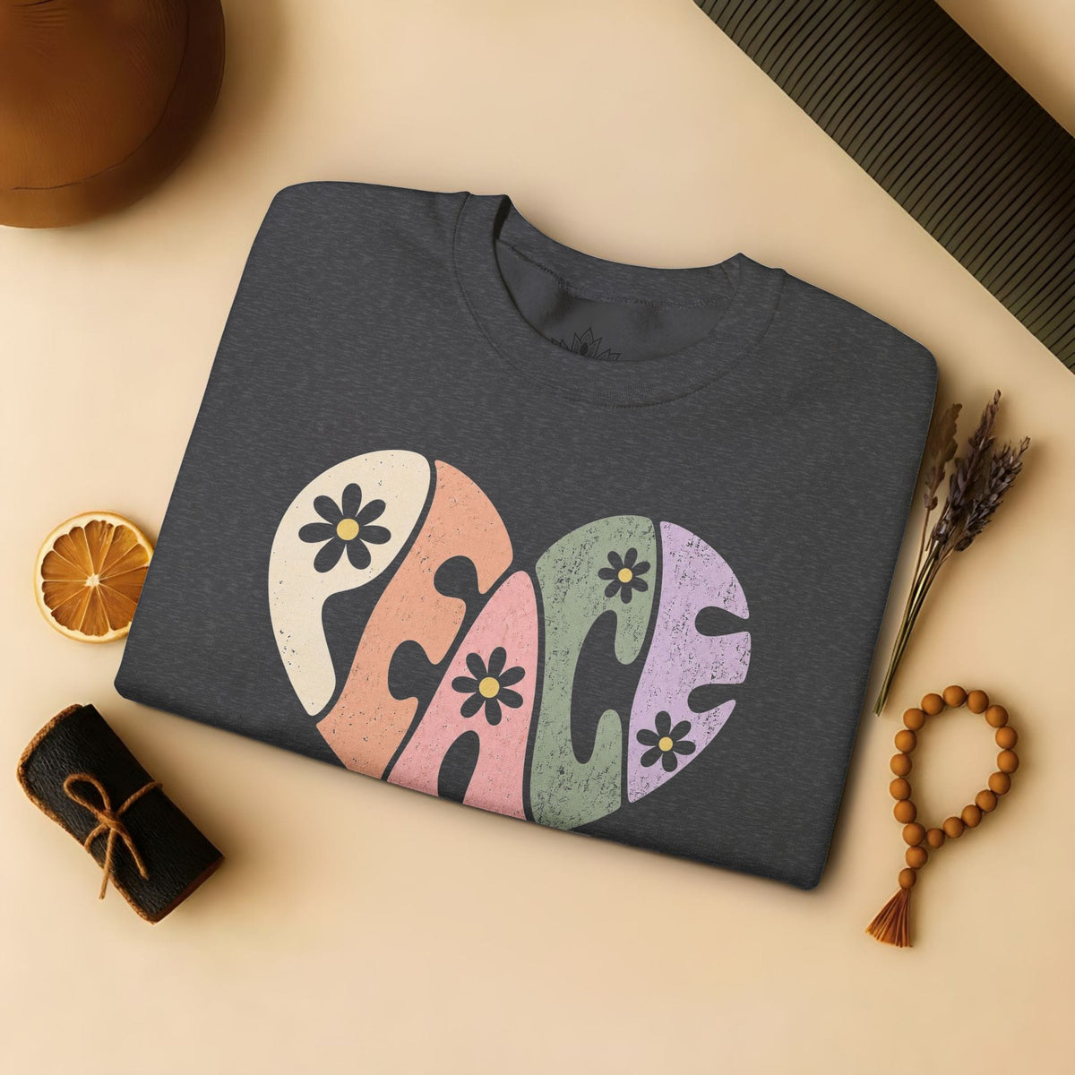 Printify Sweatshirt Retro Peace Heart Sweatshirt Retro Peace Heart Sweatshirt