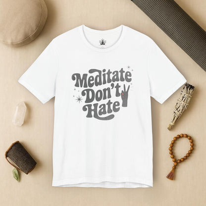 Meditate Don’t Hate – Retro Peace Yoga Tee