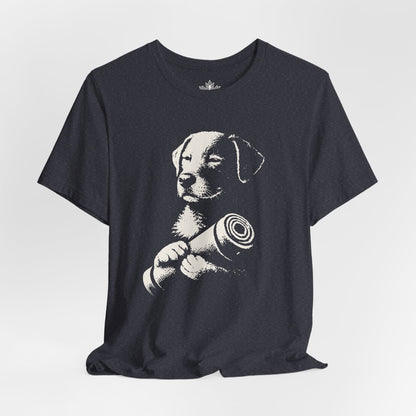 Mindful Dog Shadow Art – Monochrome Yoga Tee