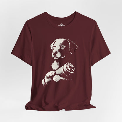 Mindful Dog Shadow Art – Monochrome Yoga Tee