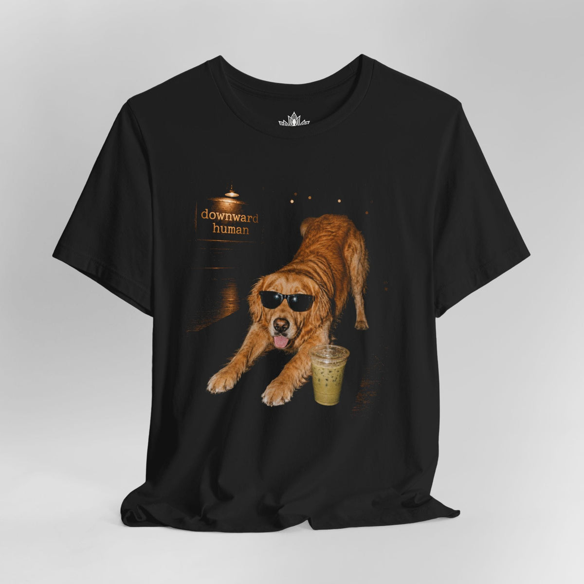Printify T-Shirt Downward Human Dog With Swag Men Tee Downward Human Dog With Swag Men Tee
