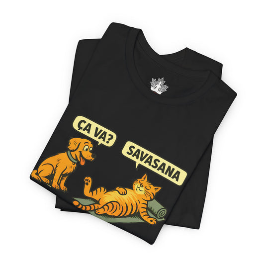 Ça Va French Savasana – Funny Pets Yoga Men Tee