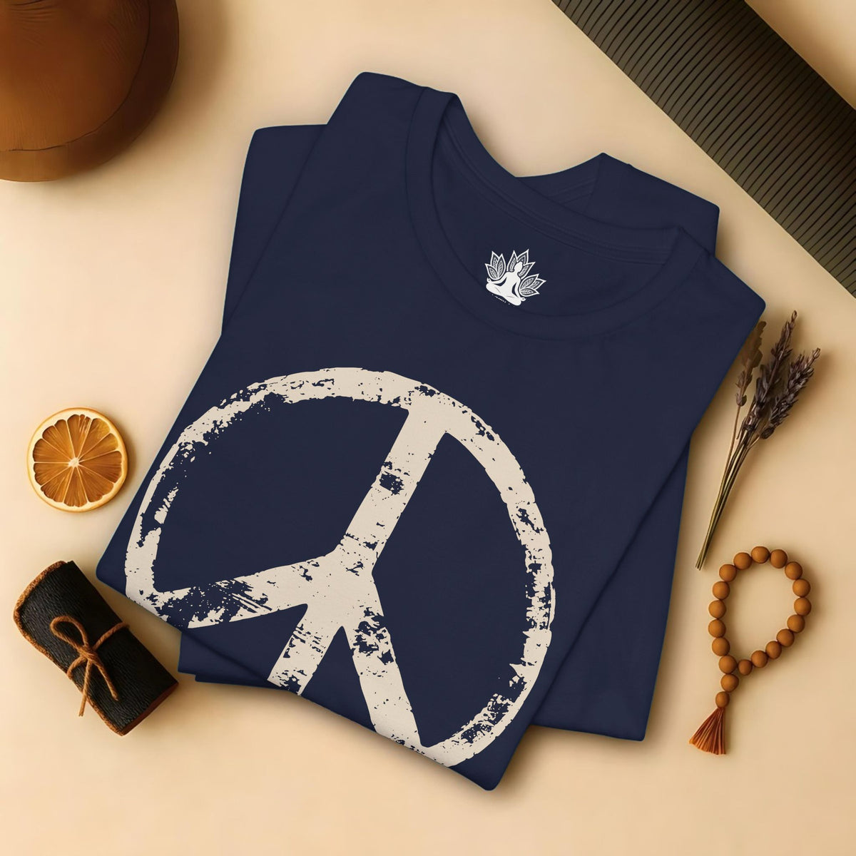 Vintage Peace Symbol Light Print Tee