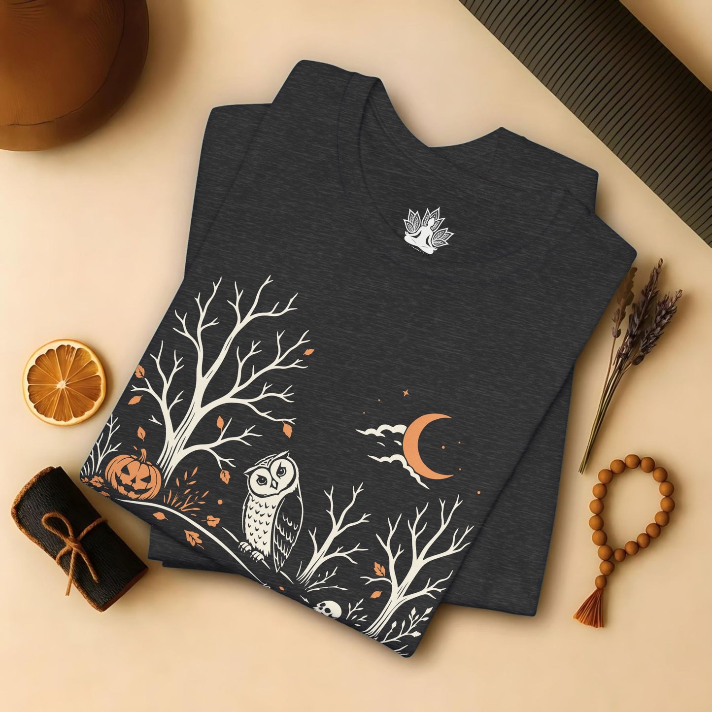 Namaste Forest Owl Halloween Edition Tee