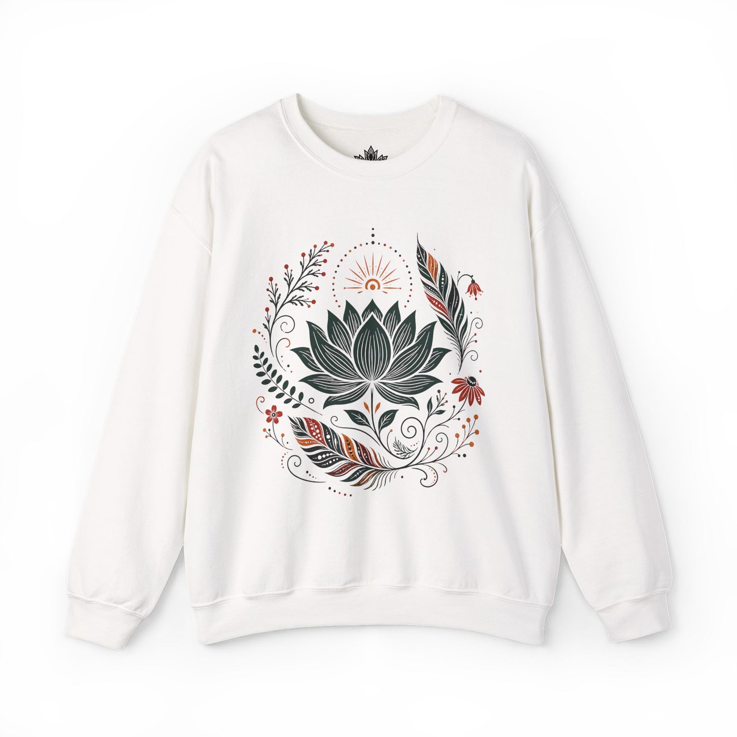 Boho Lotus & Feathers Sweatshirt