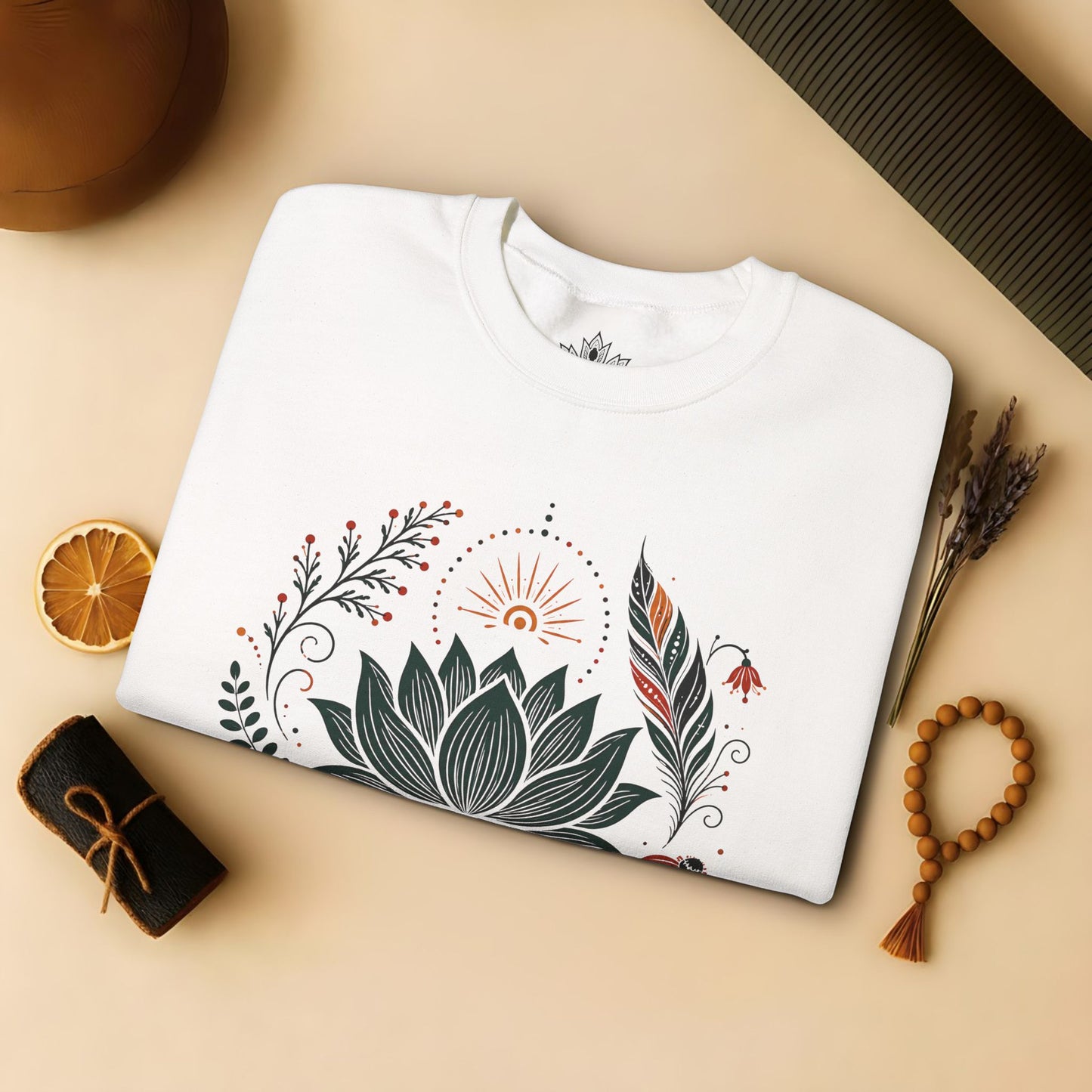 Boho Lotus & Feathers Sweatshirt