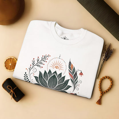 Boho Lotus & Feathers Sweatshirt