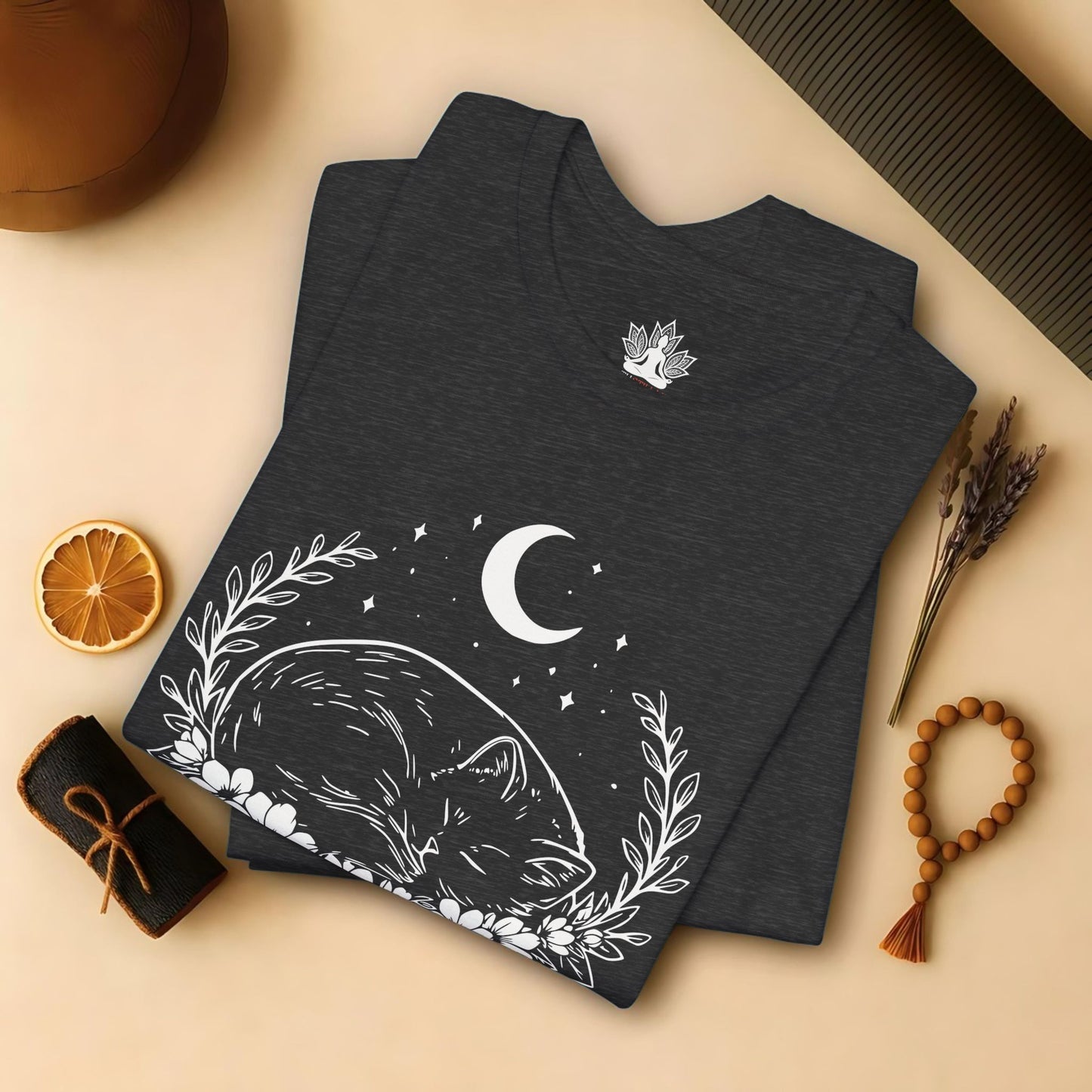Sleeping Cat -  Moon Meditation Yoga Tee